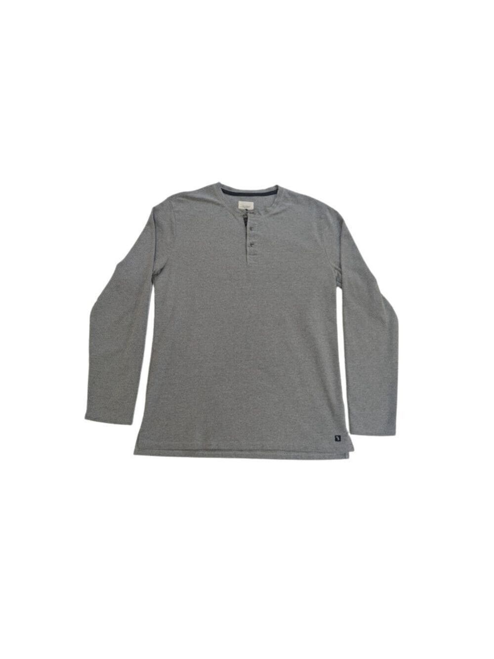 Civil Society Henley Shirt M Gray Long Sleeve Minimalist Quiet Luxury Casual